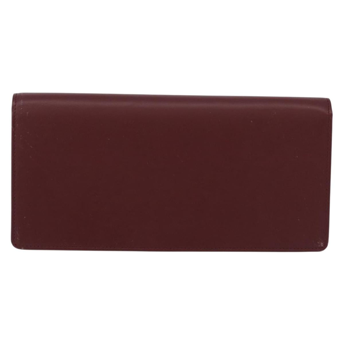 CARTIER Must Line Long Wallet Leather Bordeaux Gold Auth bs36176V