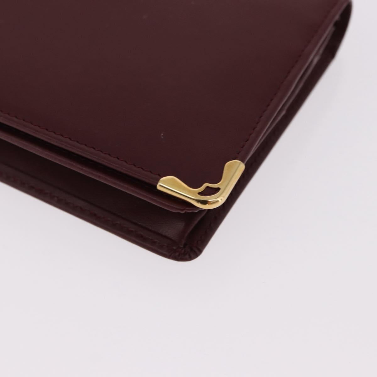 CARTIER Must Line Long Wallet Leather Bordeaux Gold Auth bs36176V