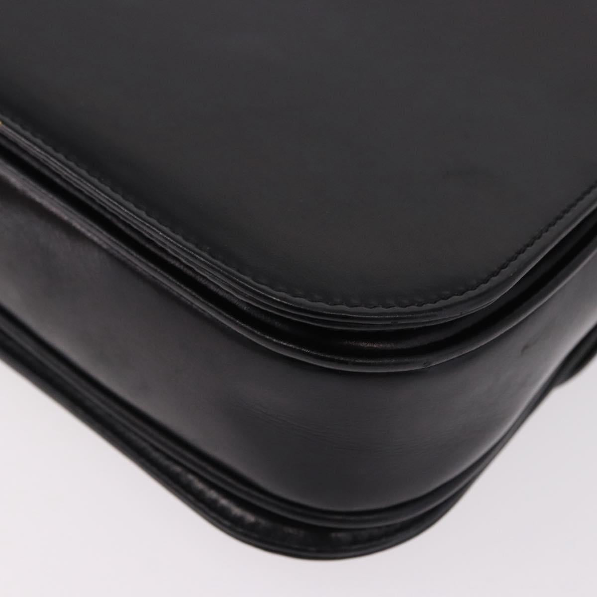 CELINE Shoulder Bag Leather Black Gold Auth bs36178A