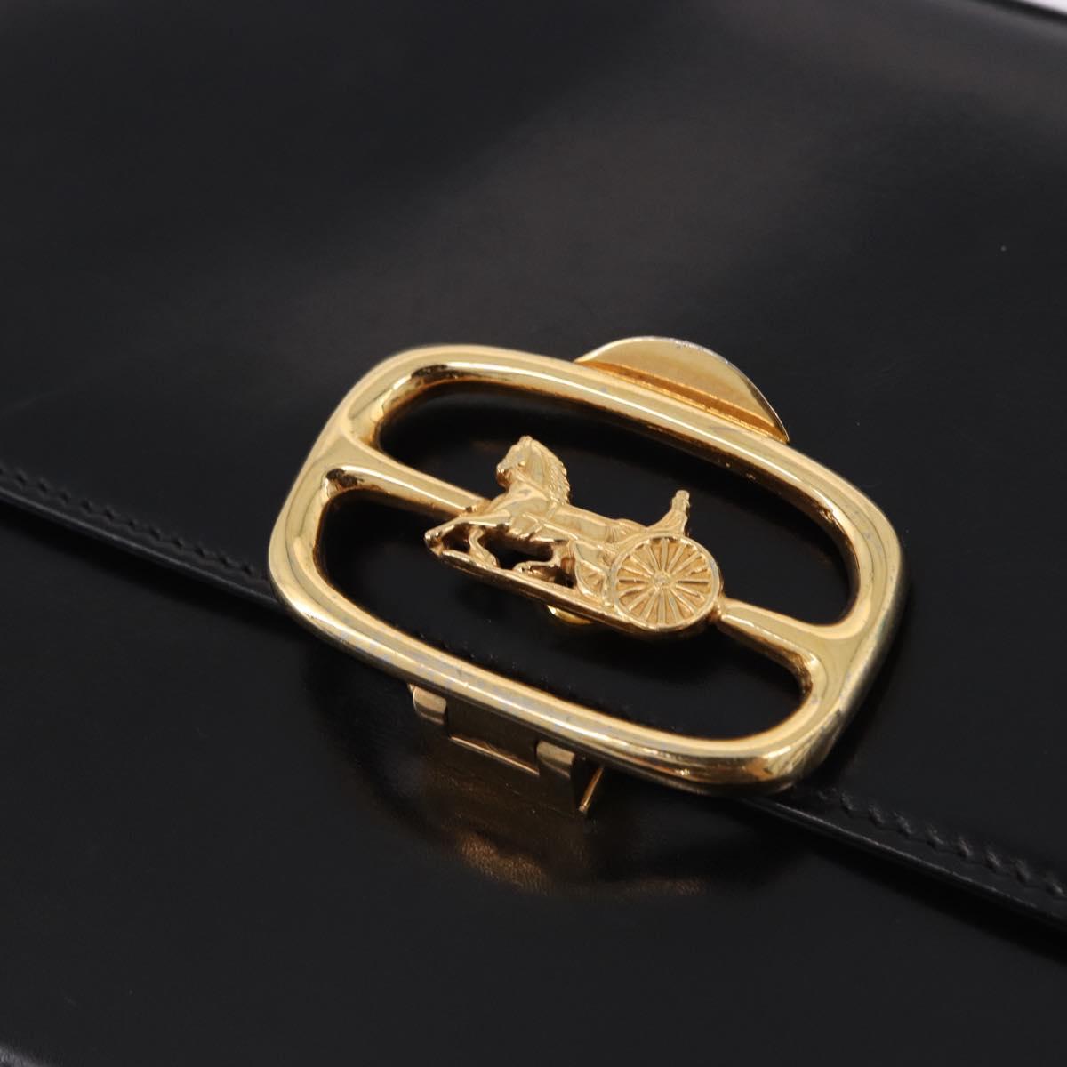 CELINE Shoulder Bag Leather Black Gold Auth bs36178A