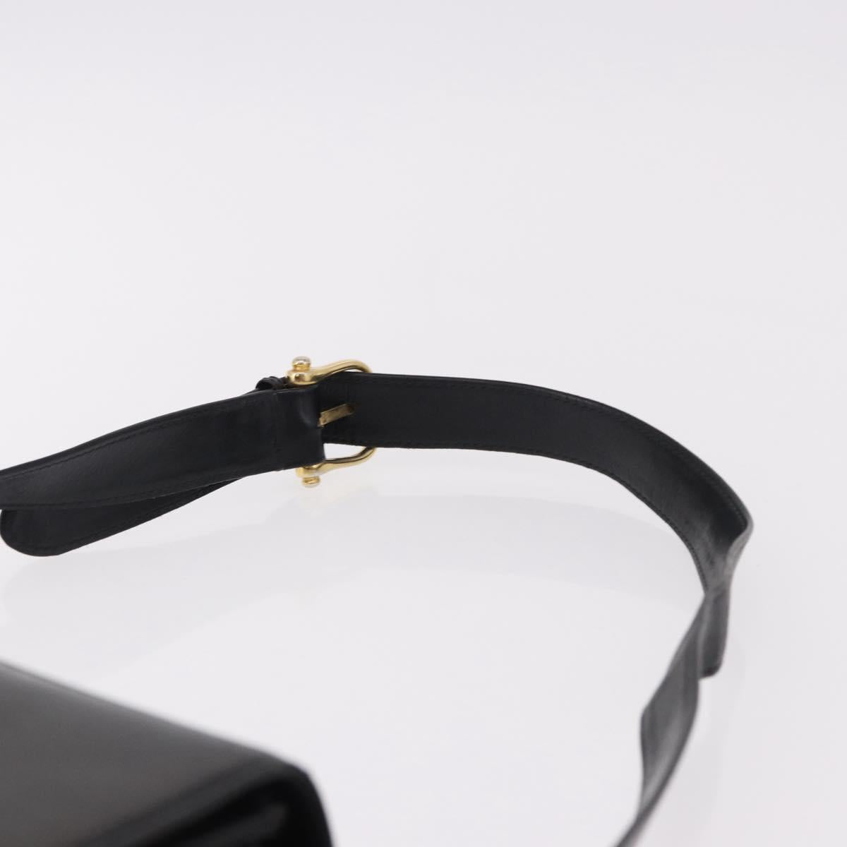 CELINE Shoulder Bag Leather Black Gold Auth bs36178A