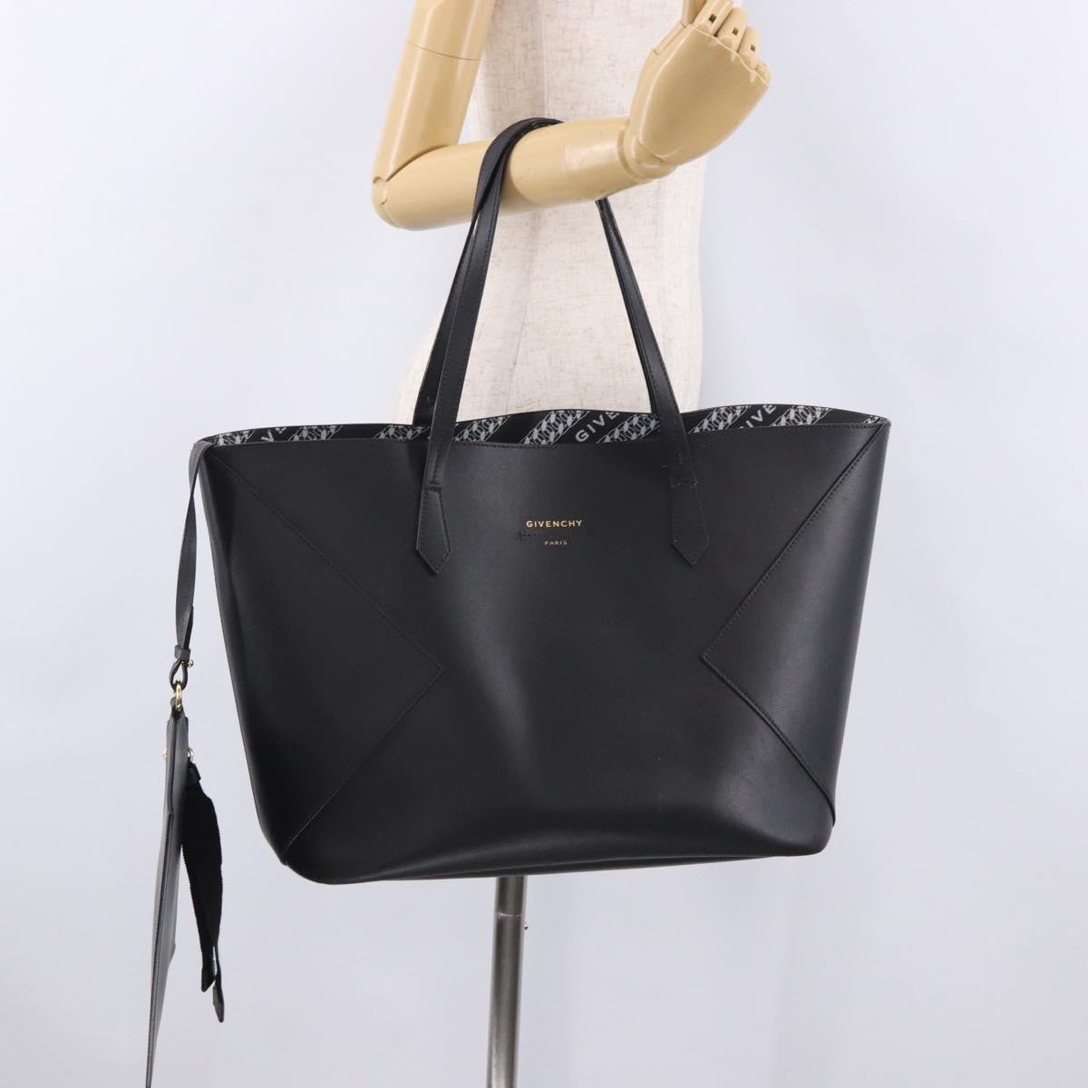 GIVENCHY Tote Bag Leather Black Gold Auth bs36179A