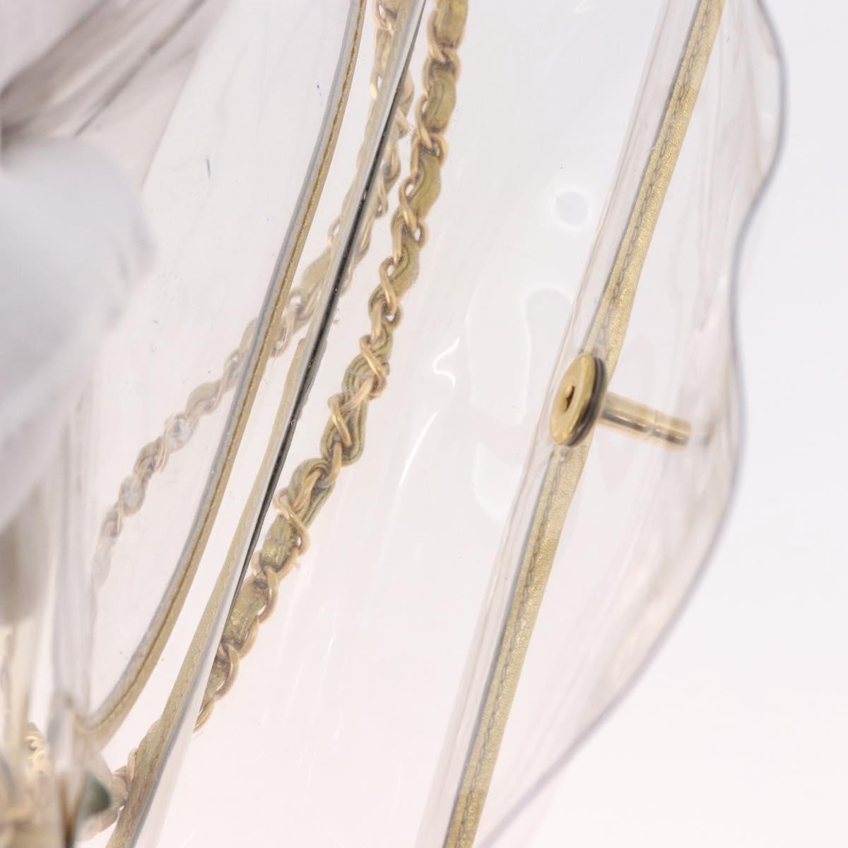 CHANEL Chain Shoulder Bag Vinyl Clear Gold CC Auth bs36180A