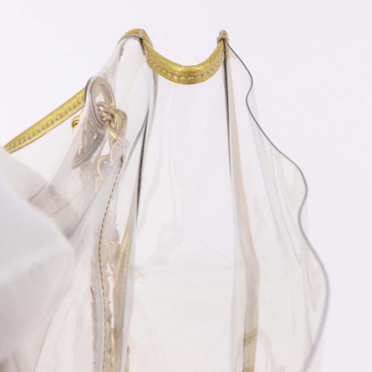 CHANEL Chain Shoulder Bag Vinyl Clear Gold CC Auth bs36180A