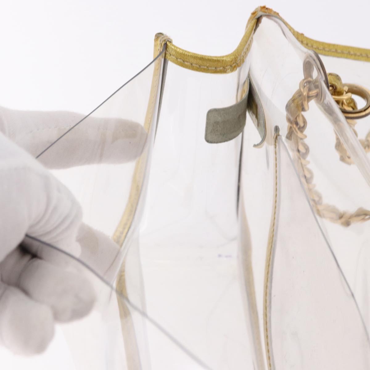 CHANEL Chain Shoulder Bag Vinyl Clear Gold CC Auth bs36180A