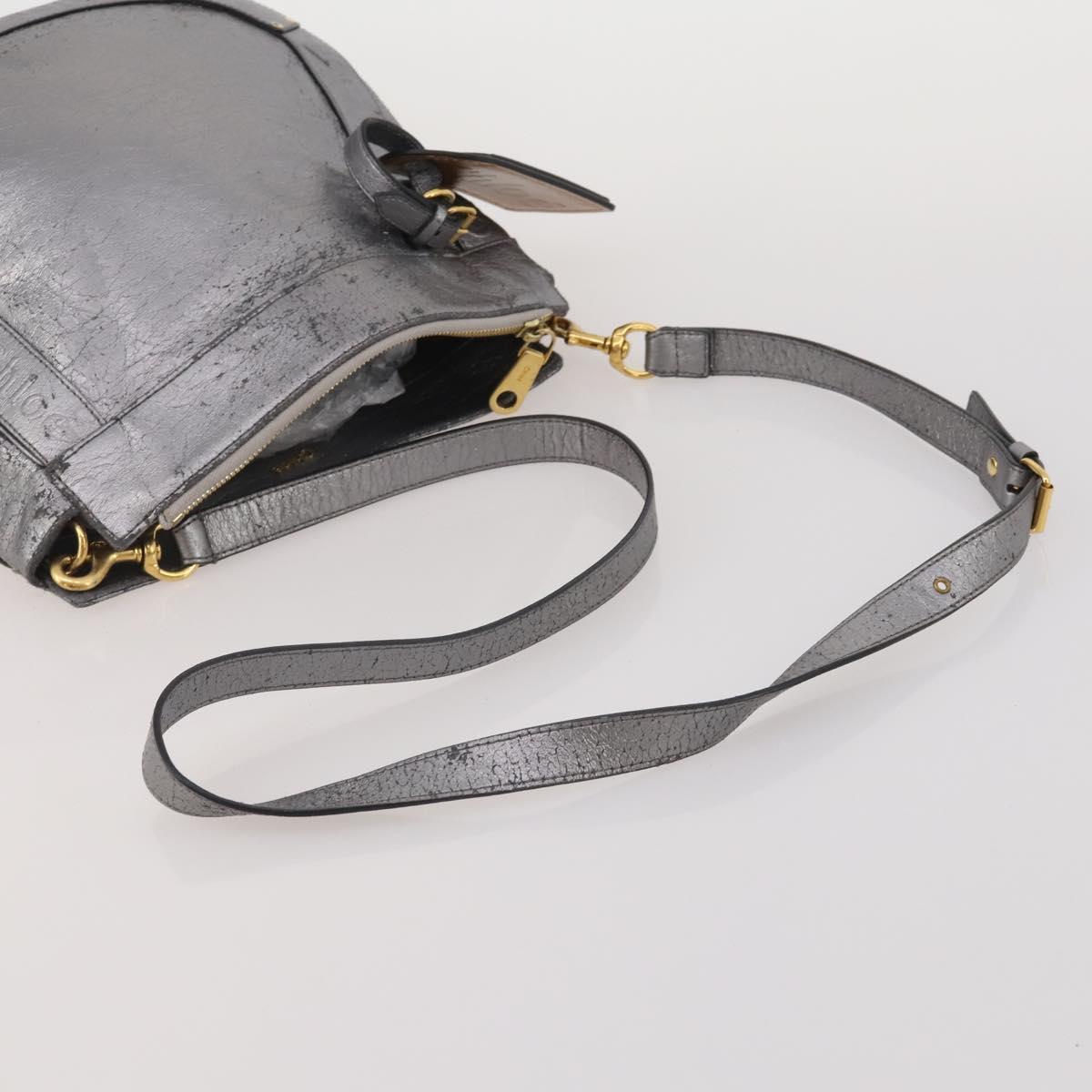 Chloe Hand Bag Leather 2 Set Silver Gray Auth bs36185