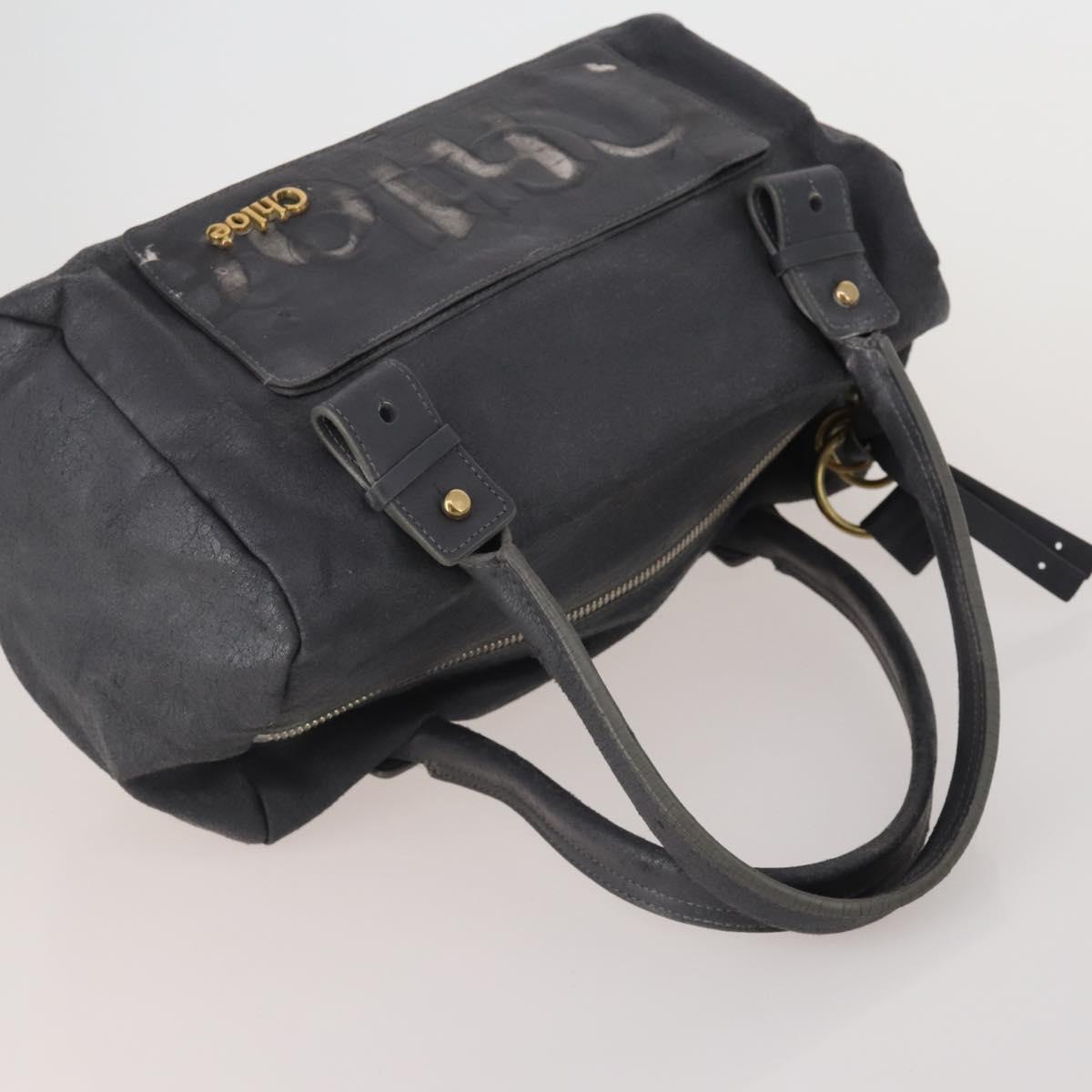 Chloe Hand Bag Leather 2 Set Silver Gray Auth bs36185