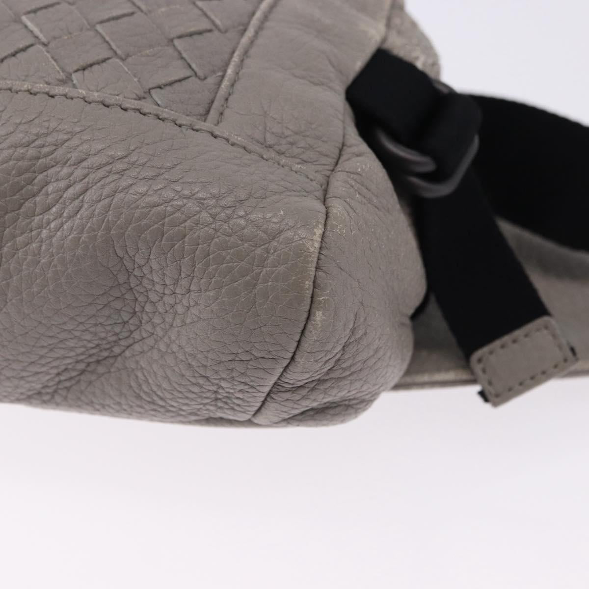 BOTTEGA VENETA INTRECCIATO Waist Bag Leather Gray Auth bs36187