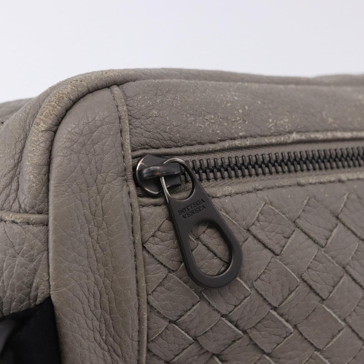 BOTTEGA VENETA INTRECCIATO Waist Bag Leather Gray Auth bs36187
