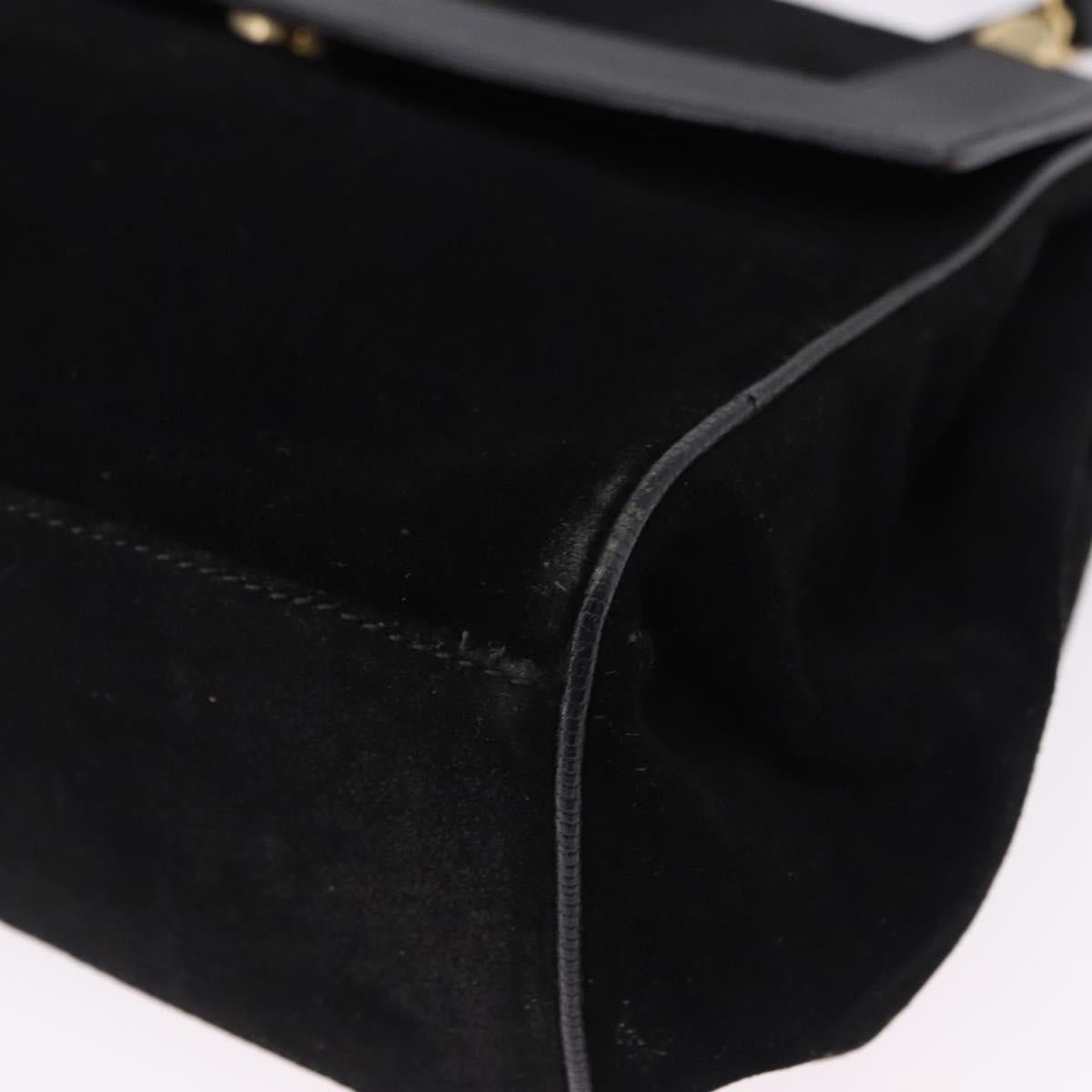 CELINE Hand Bag Suede Leather 2way Black Gold Auth bs36188