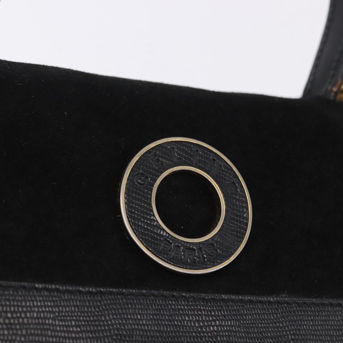 CELINE Hand Bag Suede Leather 2way Black Gold Auth bs36188