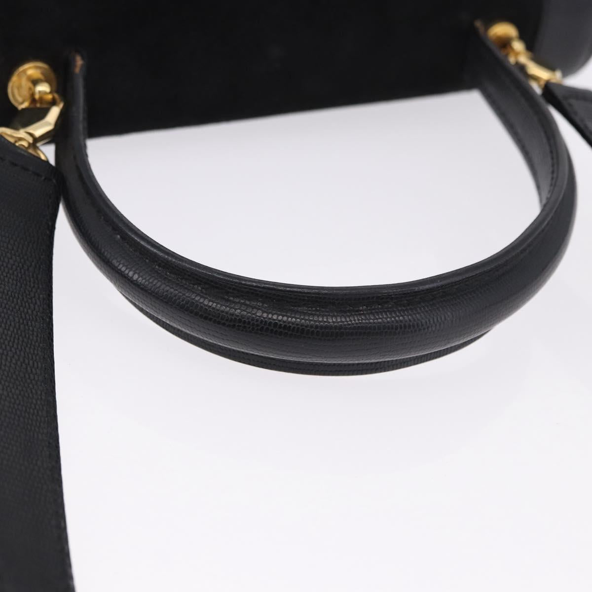 CELINE Hand Bag Suede Leather 2way Black Gold Auth bs36188