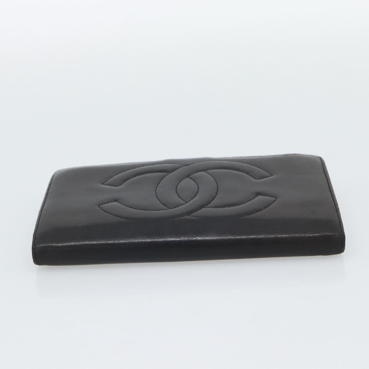 CHANEL COCO Mark Long Wallet Leather Black CC Auth bs36189
