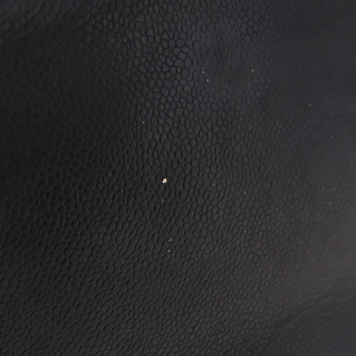 CHANEL COCO Mark Vanity Hand Bag Caviar Skin Black Gold CC Auth bs36190
