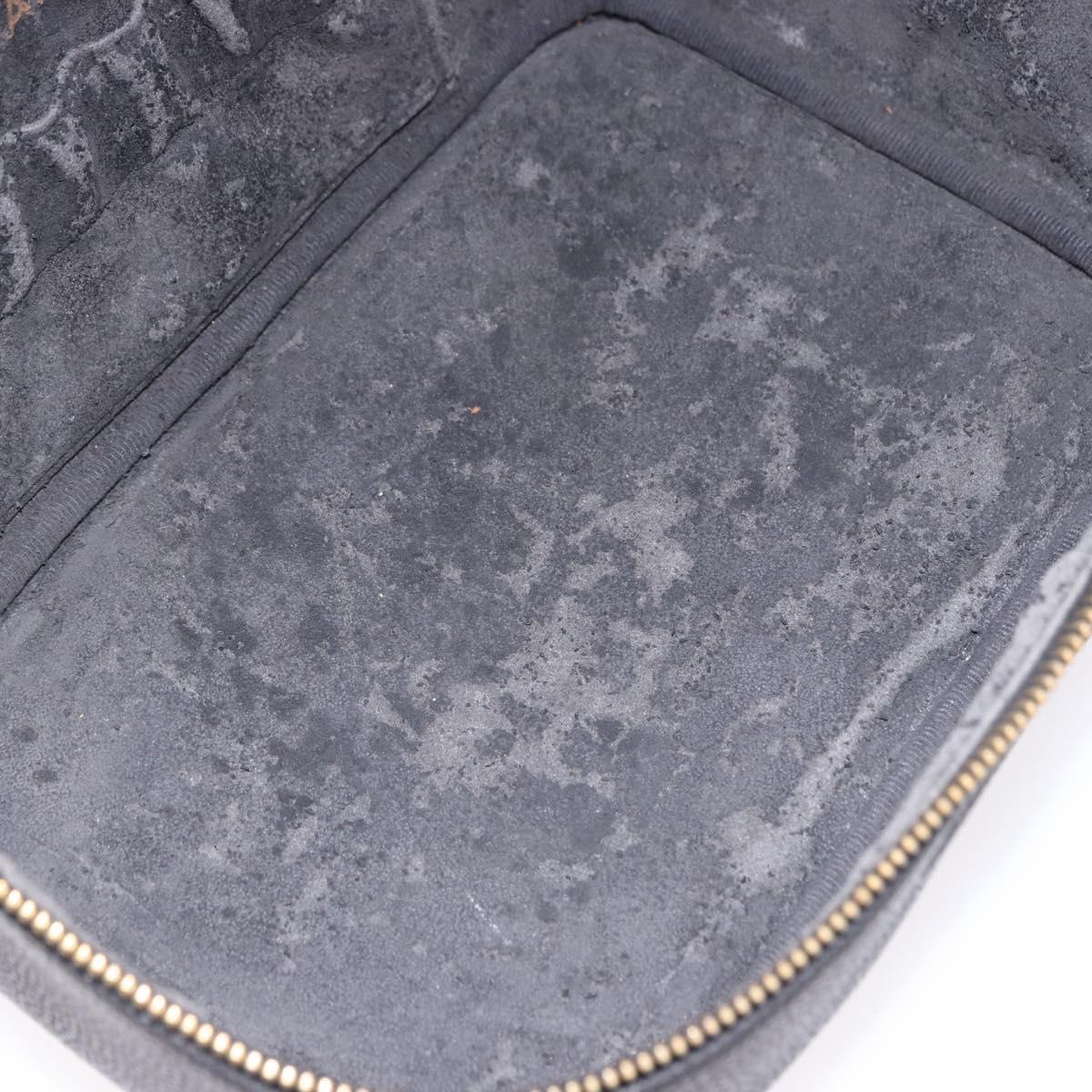 CHANEL COCO Mark Vanity Hand Bag Caviar Skin Black Gold CC Auth bs36190