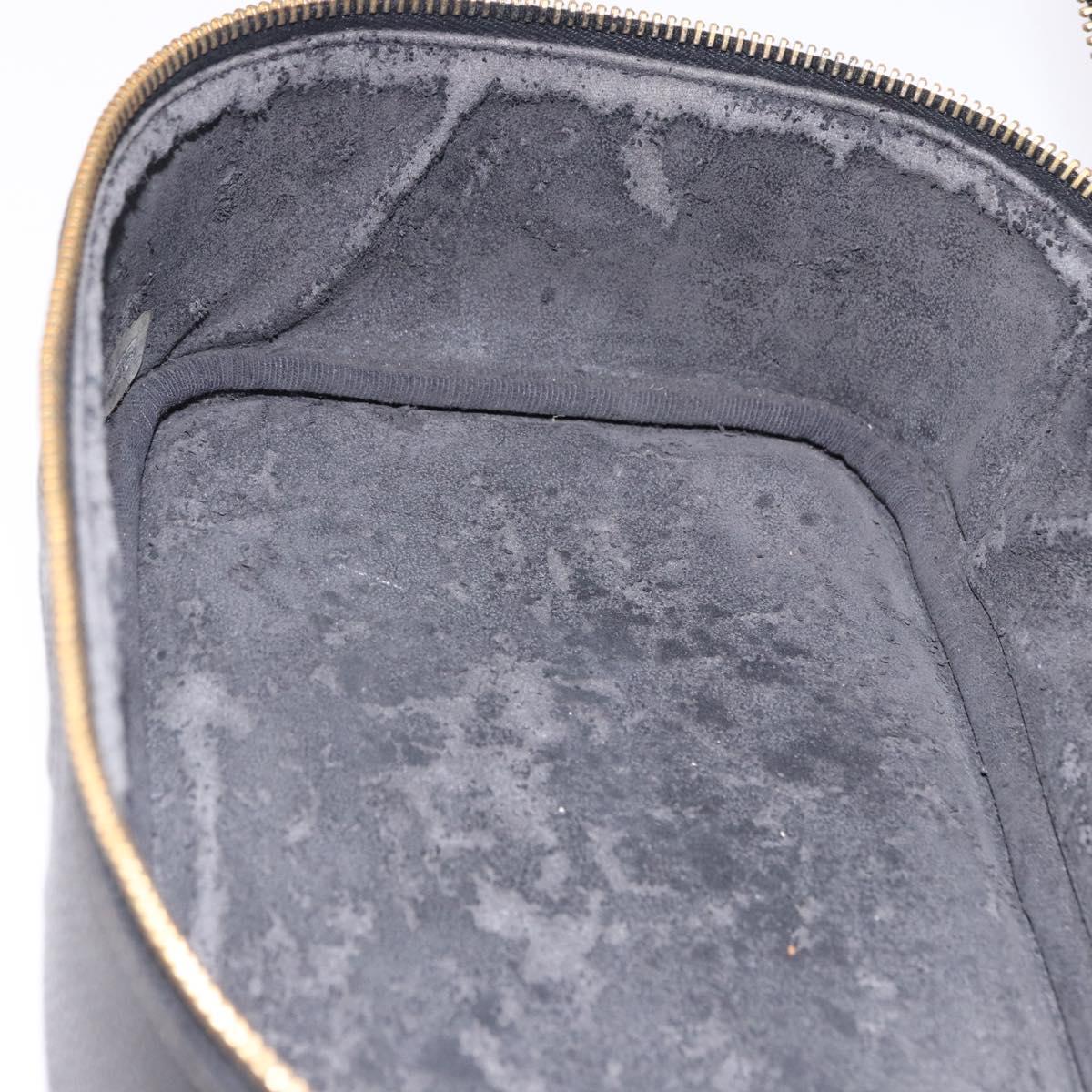 CHANEL COCO Mark Vanity Hand Bag Caviar Skin Black Gold CC Auth bs36190