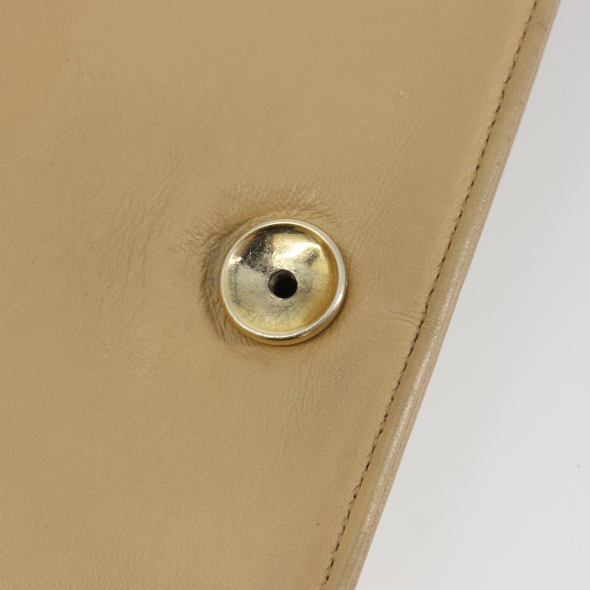 CHANEL Matelasse Chain Shoulder Bag Lamb Skin Beige Gold CC Auth bs36192