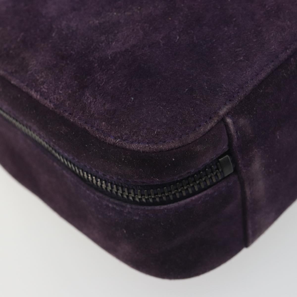 CHANEL COCO Mark Hand Bag Suede Purple CC Auth bs36194