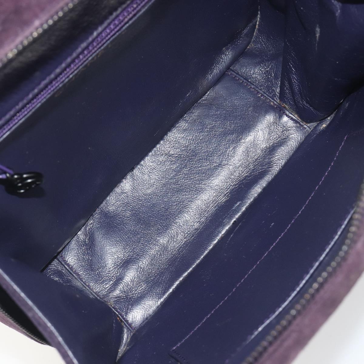 CHANEL COCO Mark Hand Bag Suede Purple CC Auth bs36194