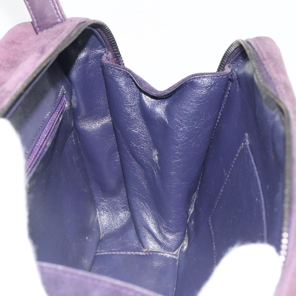 CHANEL COCO Mark Hand Bag Suede Purple CC Auth bs36194