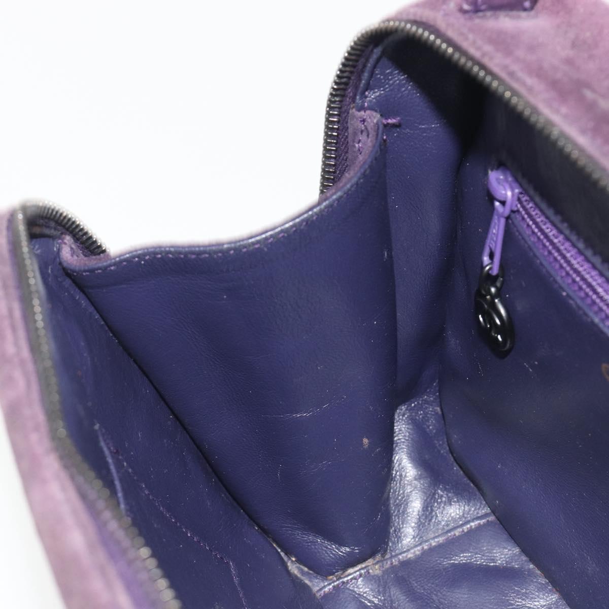 CHANEL COCO Mark Hand Bag Suede Purple CC Auth bs36194