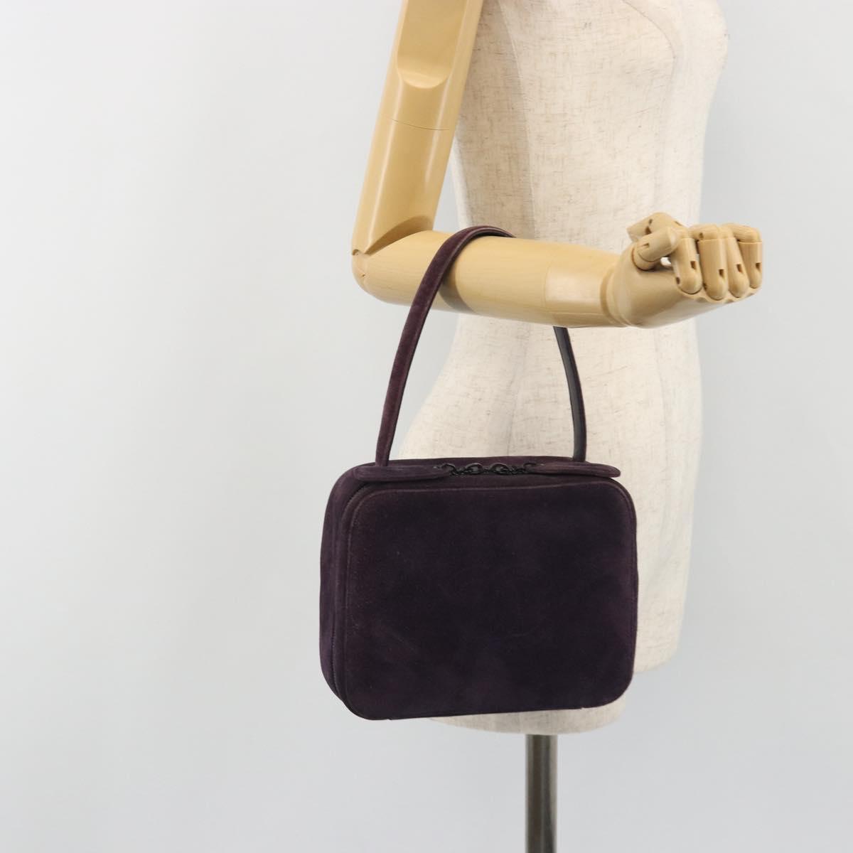 CHANEL COCO Mark Hand Bag Suede Purple CC Auth bs36194