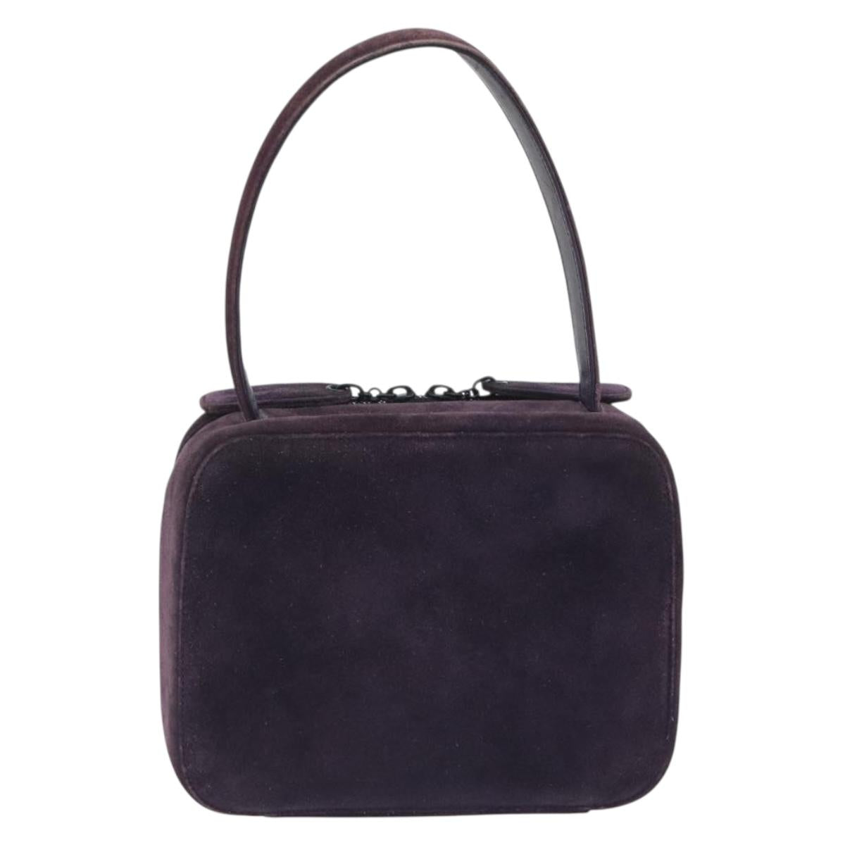 CHANEL COCO Mark Hand Bag Suede Purple CC Auth bs36194