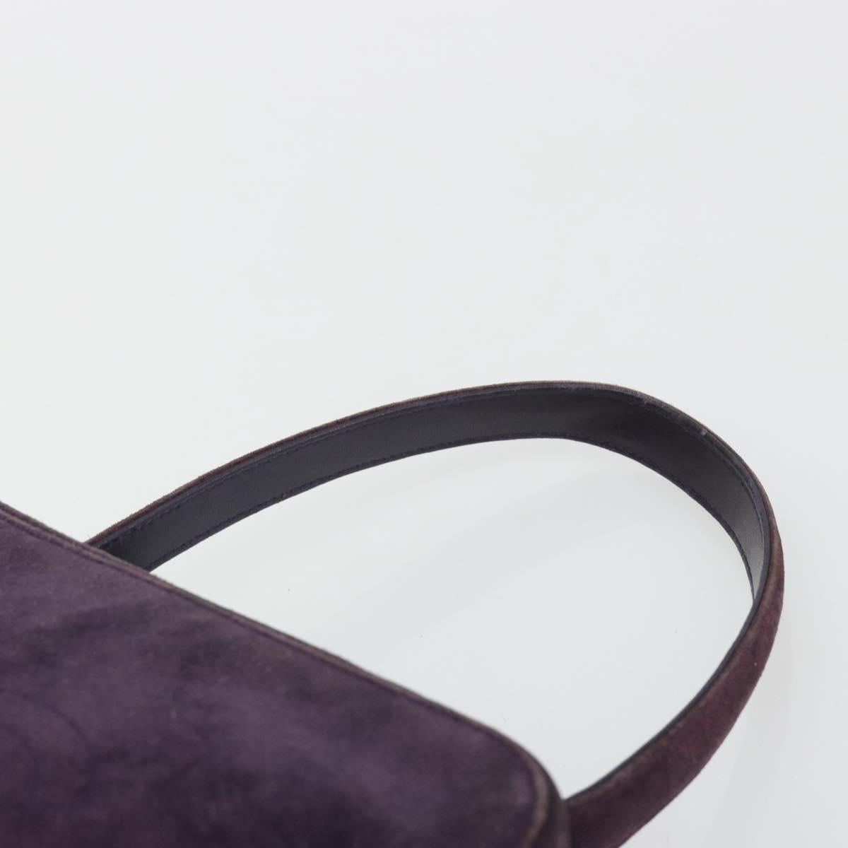 CHANEL COCO Mark Hand Bag Suede Purple CC Auth bs36194