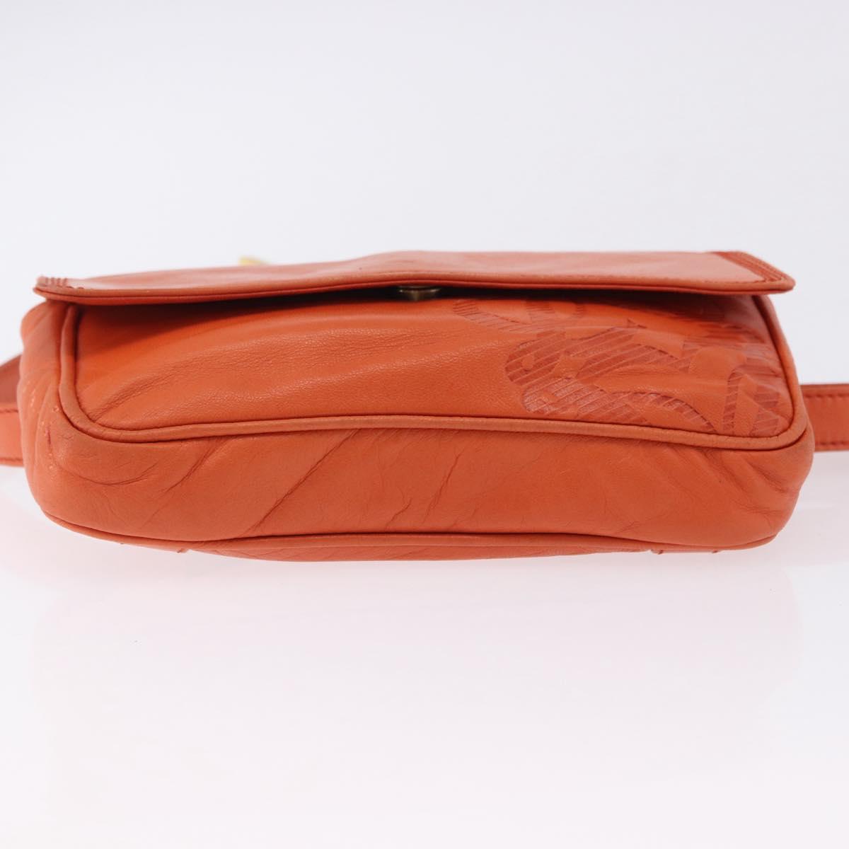 LOEWE Anagram Waist bag Leather Orange Gold Auth bs36195A