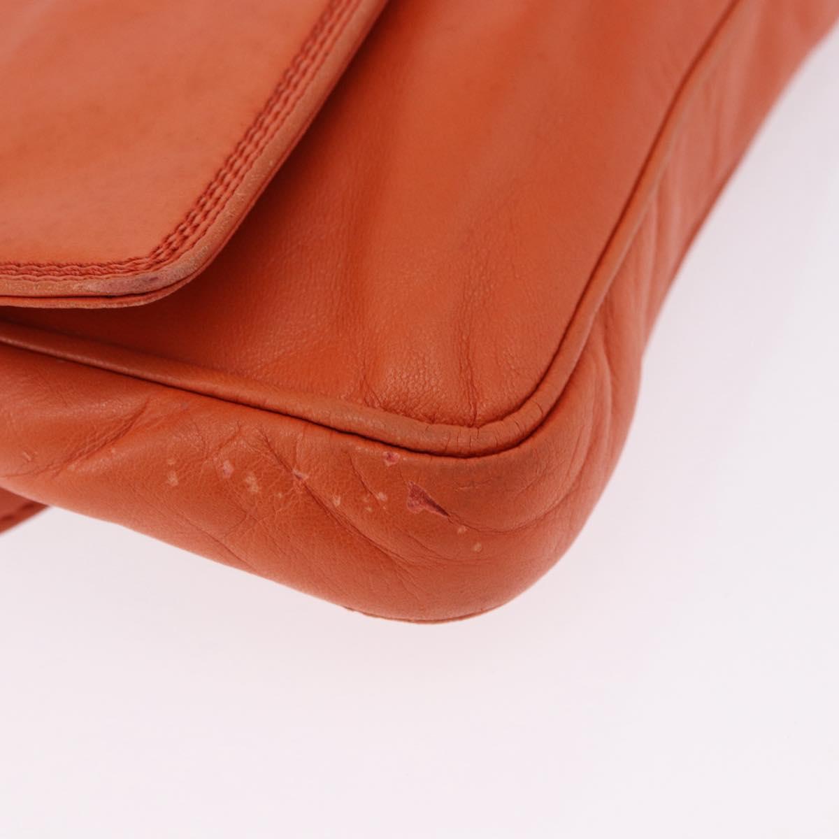 LOEWE Anagram Waist bag Leather Orange Gold Auth bs36195A