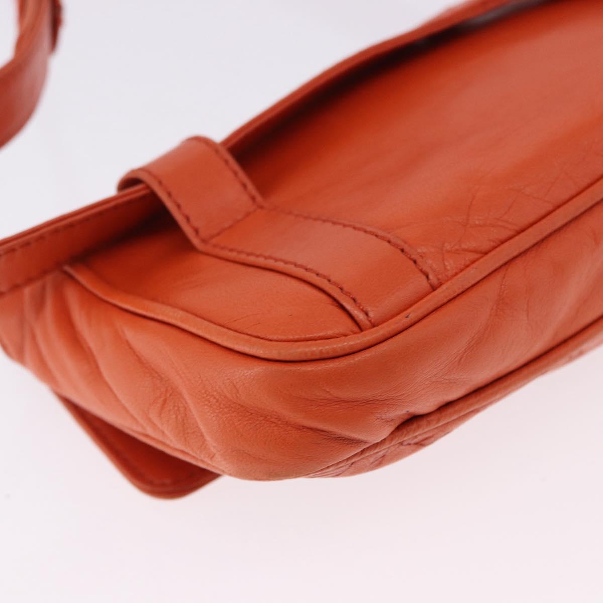 LOEWE Anagram Waist bag Leather Orange Gold Auth bs36195A