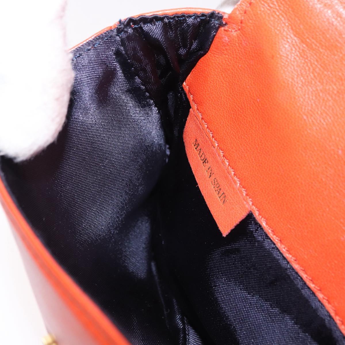 LOEWE Anagram Waist bag Leather Orange Gold Auth bs36195A