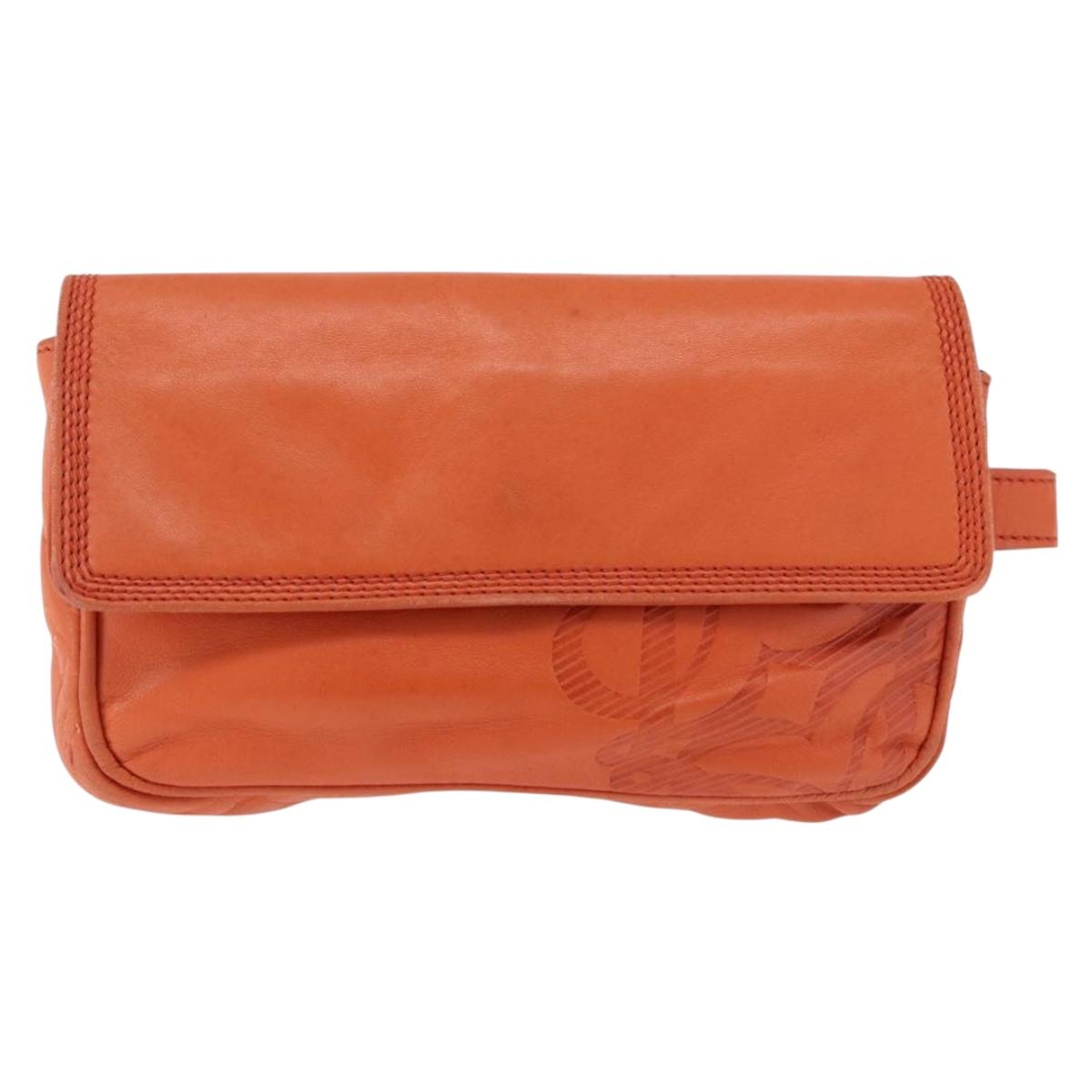 LOEWE Anagram Waist bag Leather Orange Gold Auth bs36195A