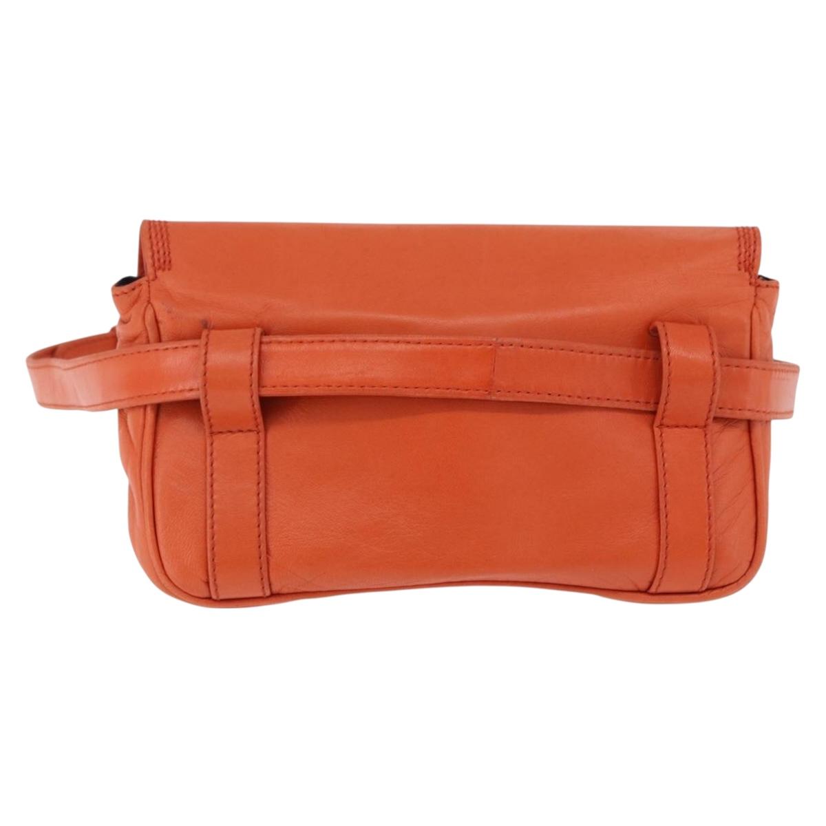 LOEWE Anagram Waist bag Leather Orange Gold Auth bs36195A
