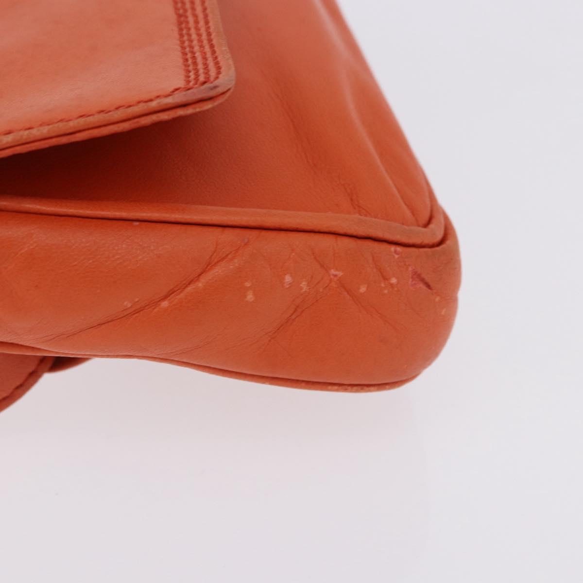 LOEWE Anagram Waist bag Leather Orange Gold Auth bs36195A