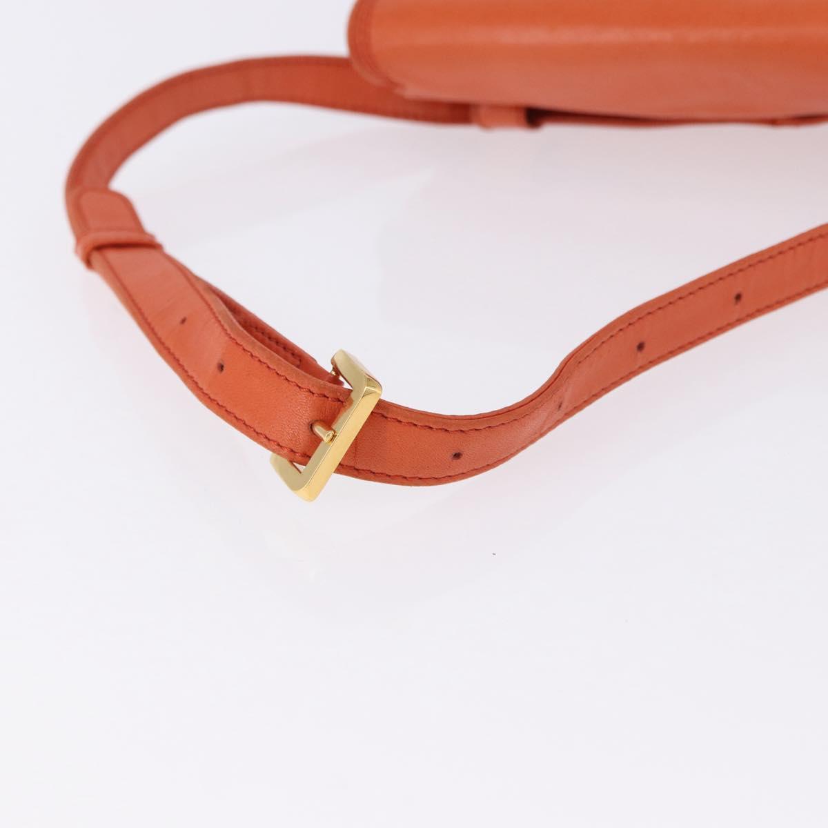 LOEWE Anagram Waist bag Leather Orange Gold Auth bs36195A