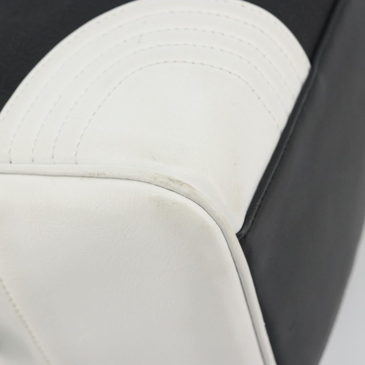 LOEWE Hand Bag Leather PVC White Black Auth bs36198A