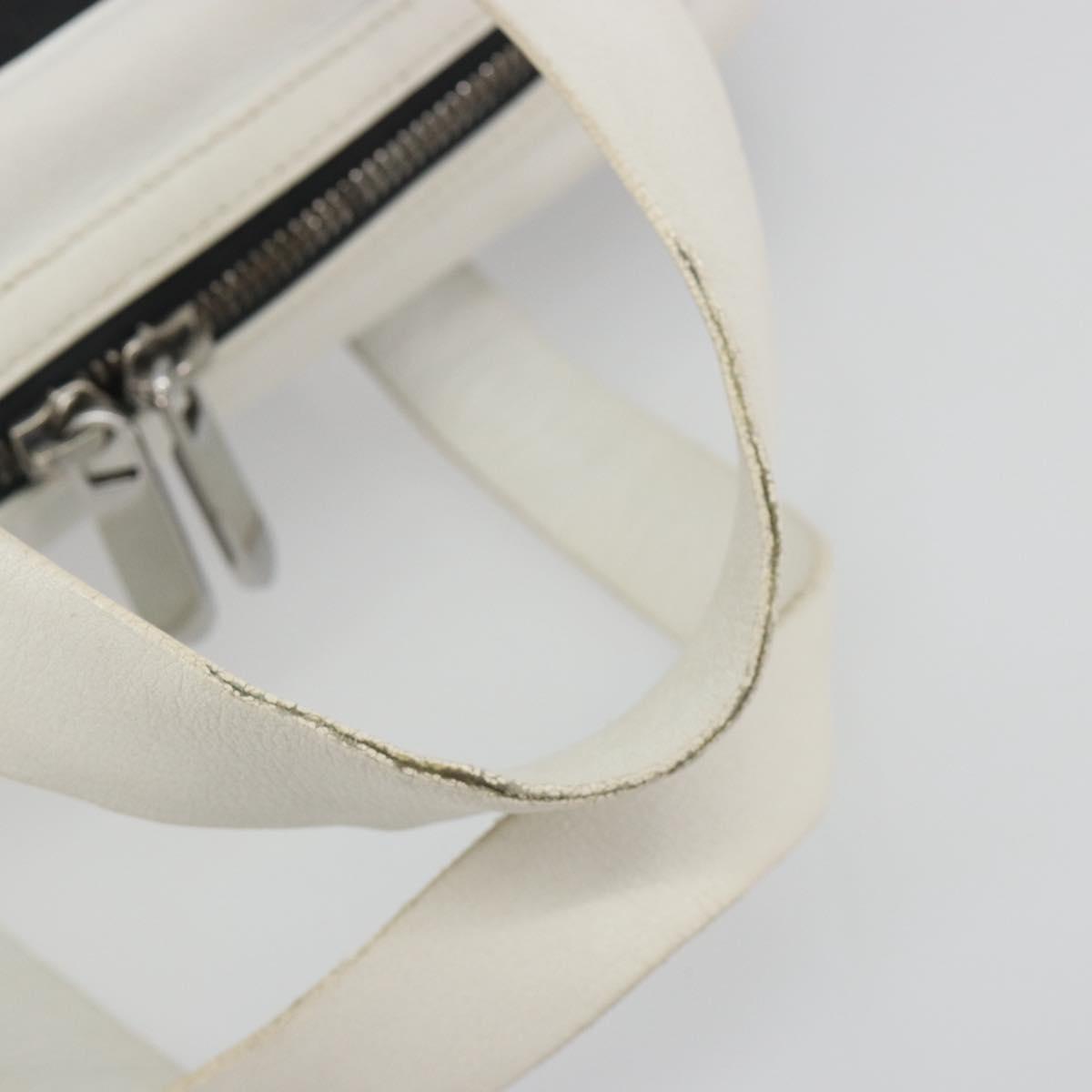LOEWE Hand Bag Leather PVC White Black Auth bs36198A