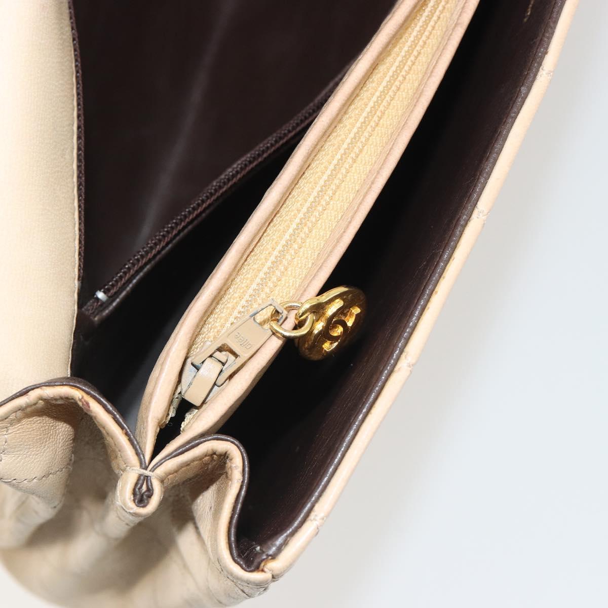 CHANEL Matelasse Chain Shoulder Bag Lamb Skin Beige Gold CC Auth bs36200