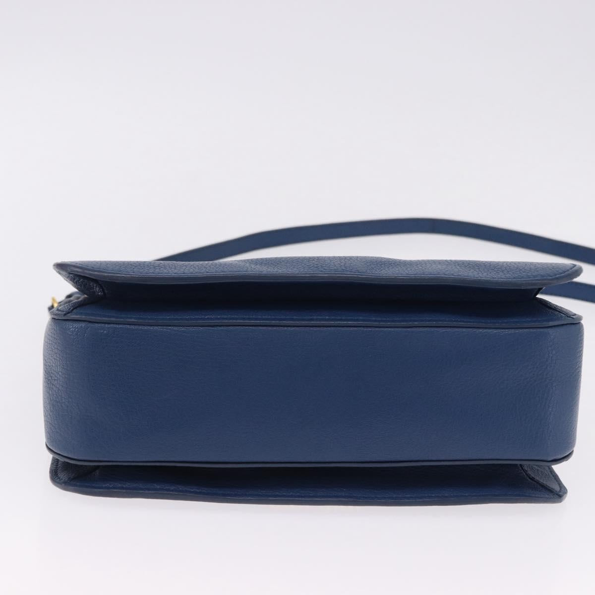 Miu Miu Hand Bag Leather 2way Blue Gold Auth bs36201A
