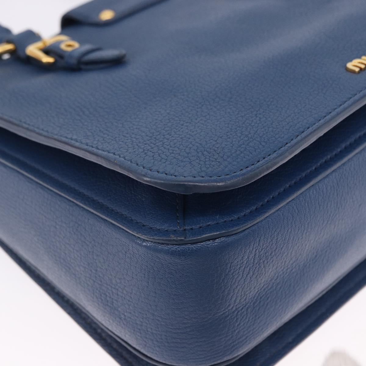 Miu Miu Hand Bag Leather 2way Blue Gold Auth bs36201A