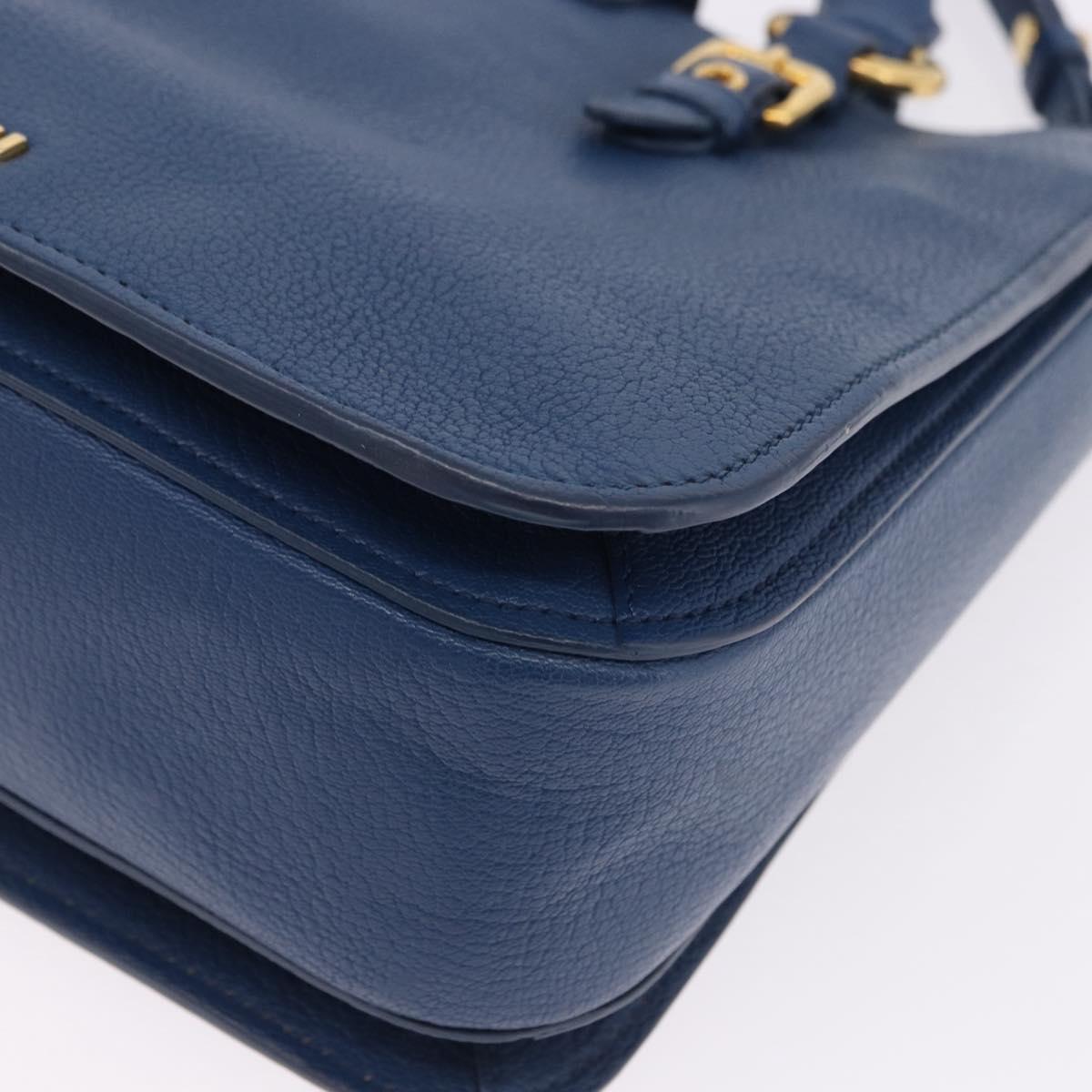 Miu Miu Hand Bag Leather 2way Blue Gold Auth bs36201A