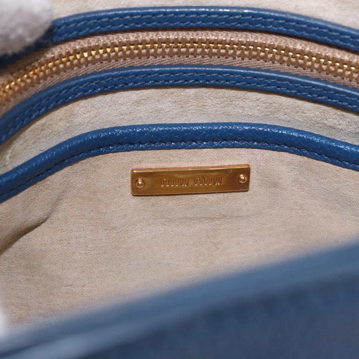 Miu Miu Hand Bag Leather 2way Blue Gold Auth bs36201A