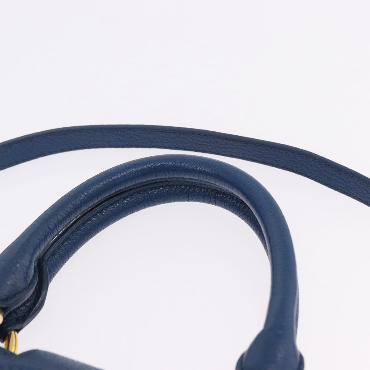 Miu Miu Hand Bag Leather 2way Blue Gold Auth bs36201A