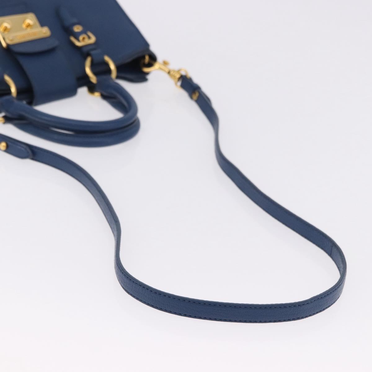 Miu Miu Hand Bag Leather 2way Blue Gold Auth bs36201A