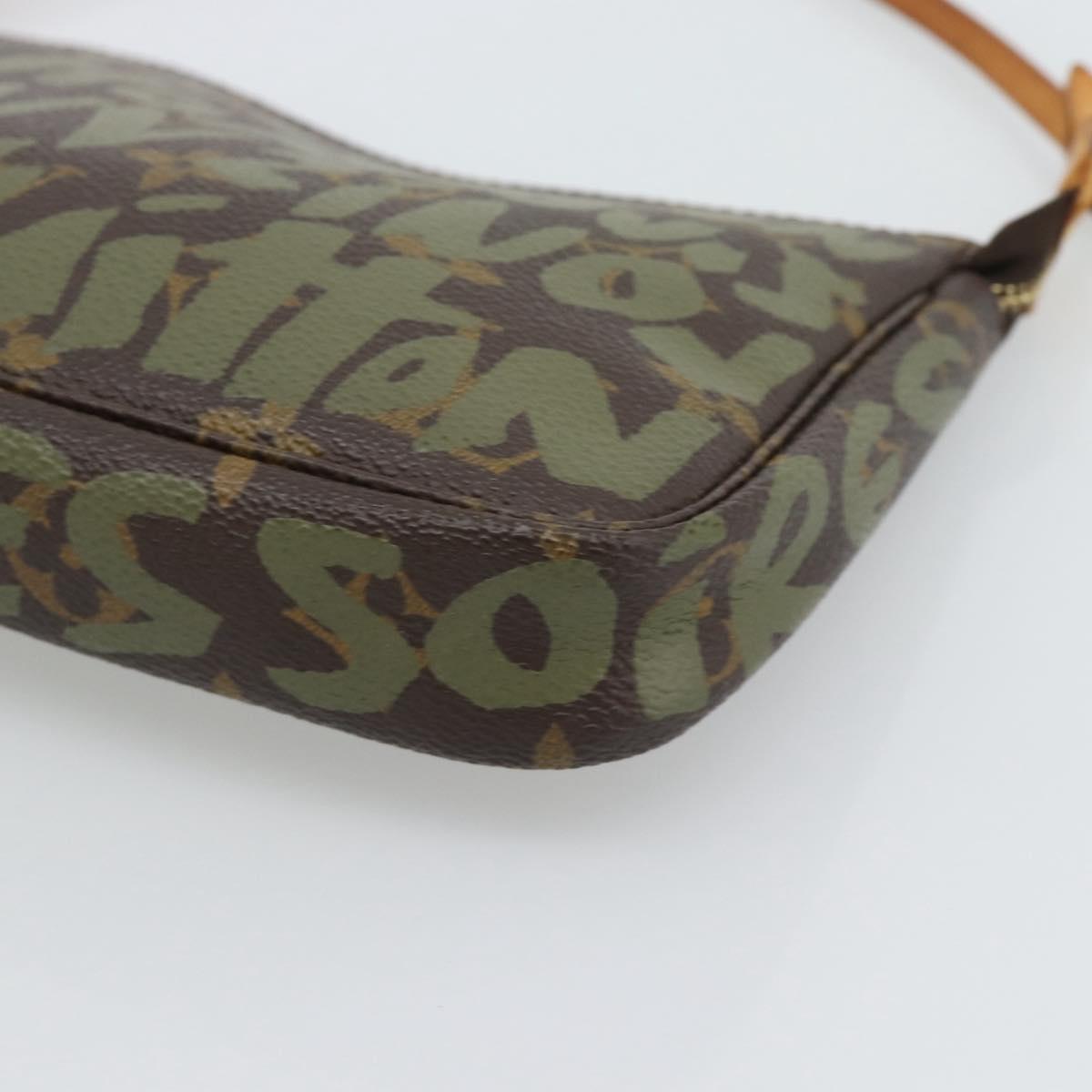 LOUIS VUITTON Monogram Graffiti Pochette Accessoires Khaki M92191 Auth bs36205A