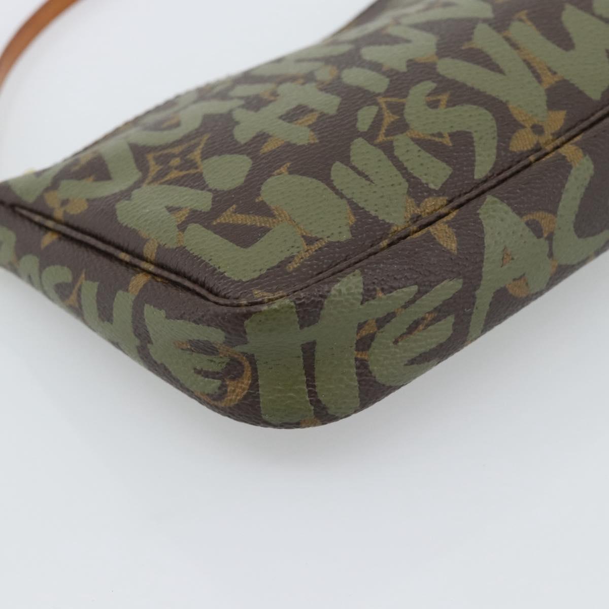 LOUIS VUITTON Monogram Graffiti Pochette Accessoires Khaki M92191 Auth bs36205A