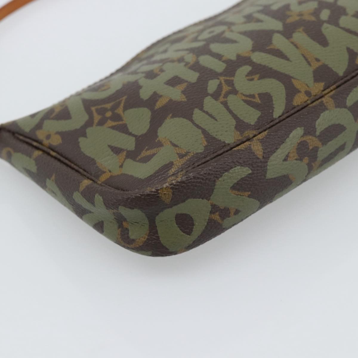 LOUIS VUITTON Monogram Graffiti Pochette Accessoires Khaki M92191 Auth bs36205A