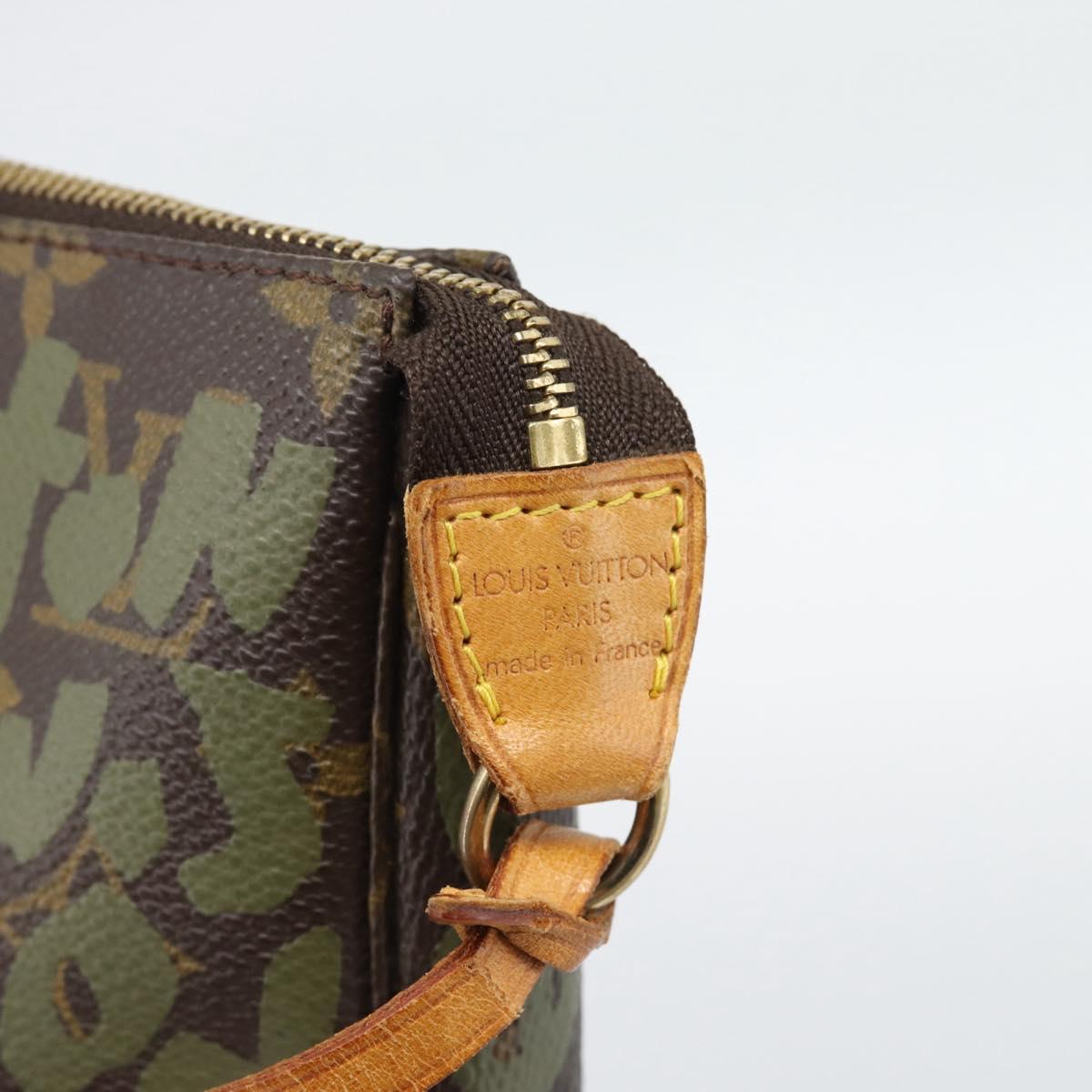 LOUIS VUITTON Monogram Graffiti Pochette Accessoires Khaki M92191 Auth bs36205A