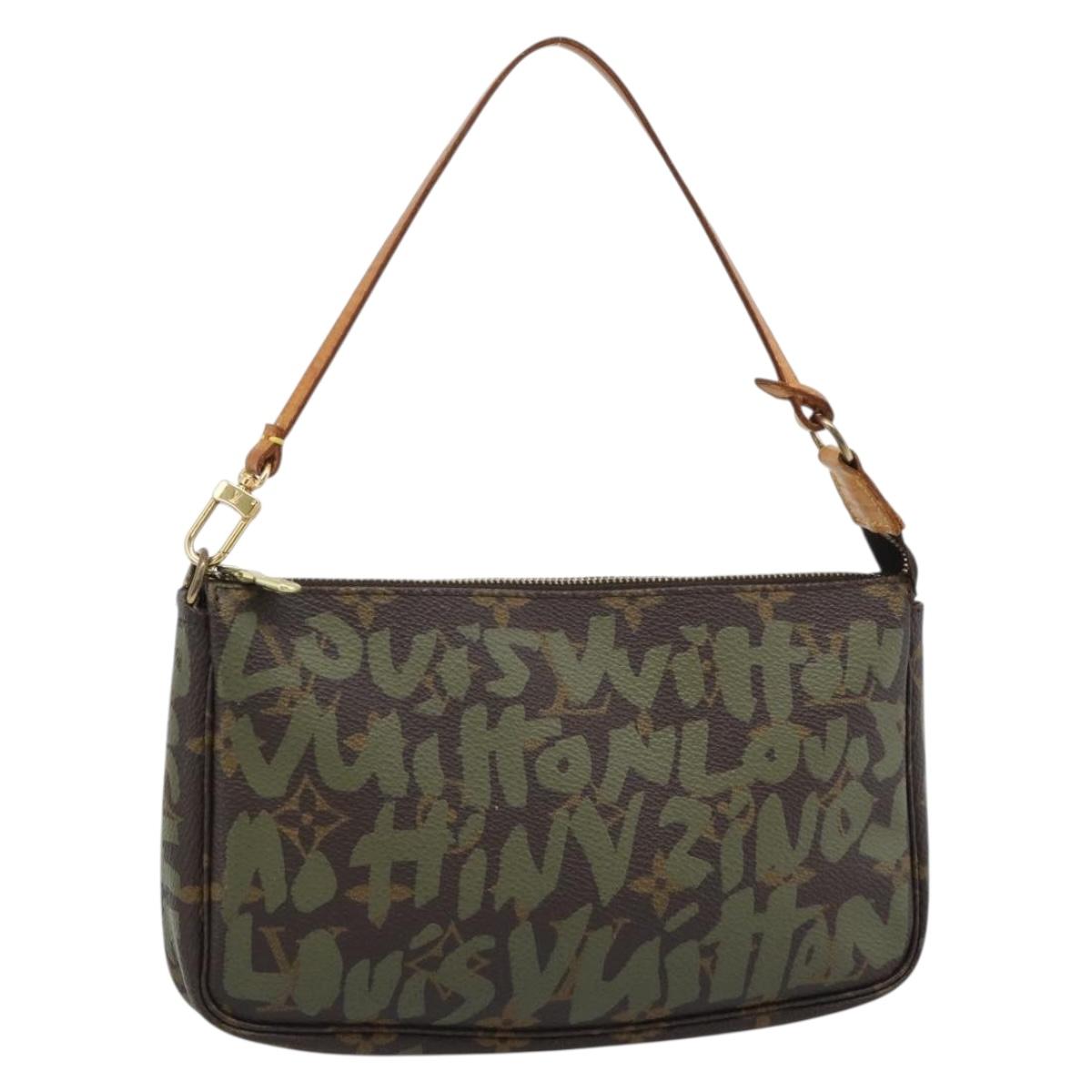 LOUIS VUITTON Monogram Graffiti Pochette Accessoires Khaki M92191 Auth bs36205A